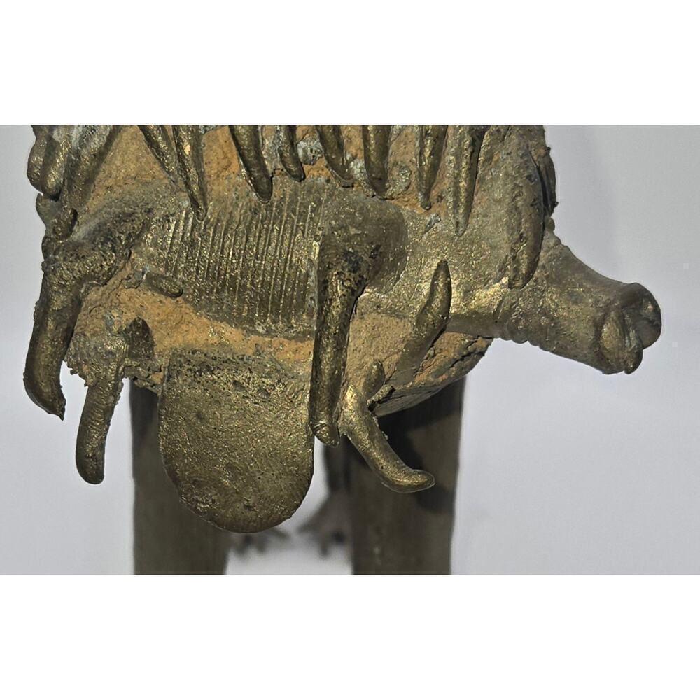 VTG African Rare Vintage Bronze Benin Tiger/Warthog Sculpture - Picture 4 of 15